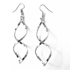 RESTOCKED! Silver Spiral Drop Fashion Earrings